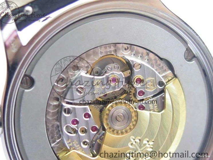 MIROTIME 0122 Practical Calatrava 5524 Pilot Travel Time SS GRF Blue Dial on Black Leather Strap A324 V 7107